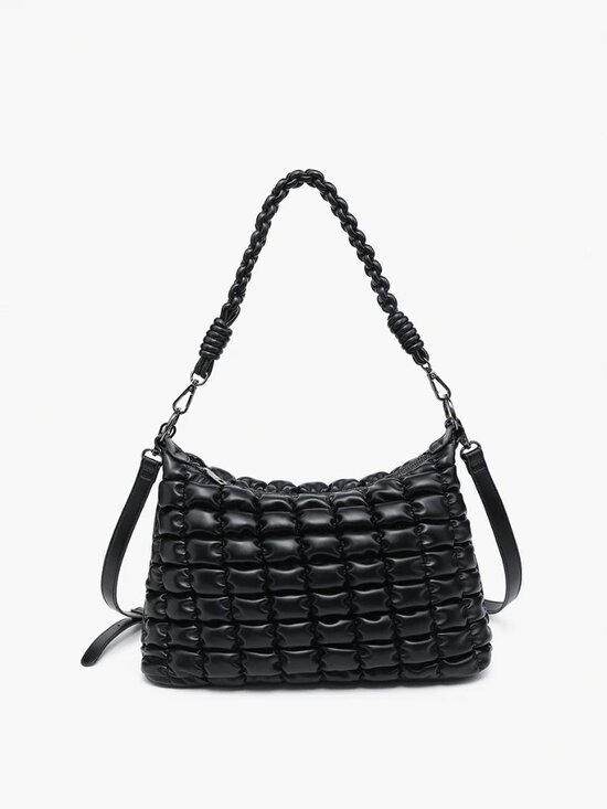 Jen & Co Handbags - Jen & Co Jacqueline Quilted Satchel Shoulder Bag Black With Braided Handle & Adj